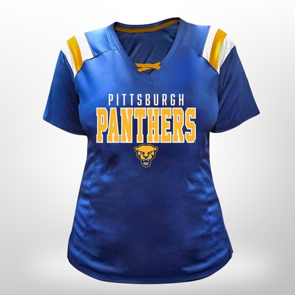 ✨ Pitt Panthers Women’s Glitter V-Neck Tee/ Jersey style  (S)